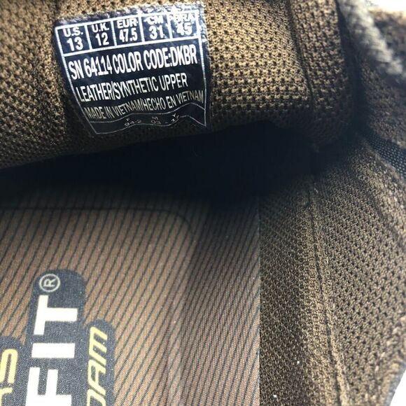 Skechers Relaxed Fit Mens Brown Leather Lace Up Casual Shoes Memory Foam Size 13 - Picture 10 of 13